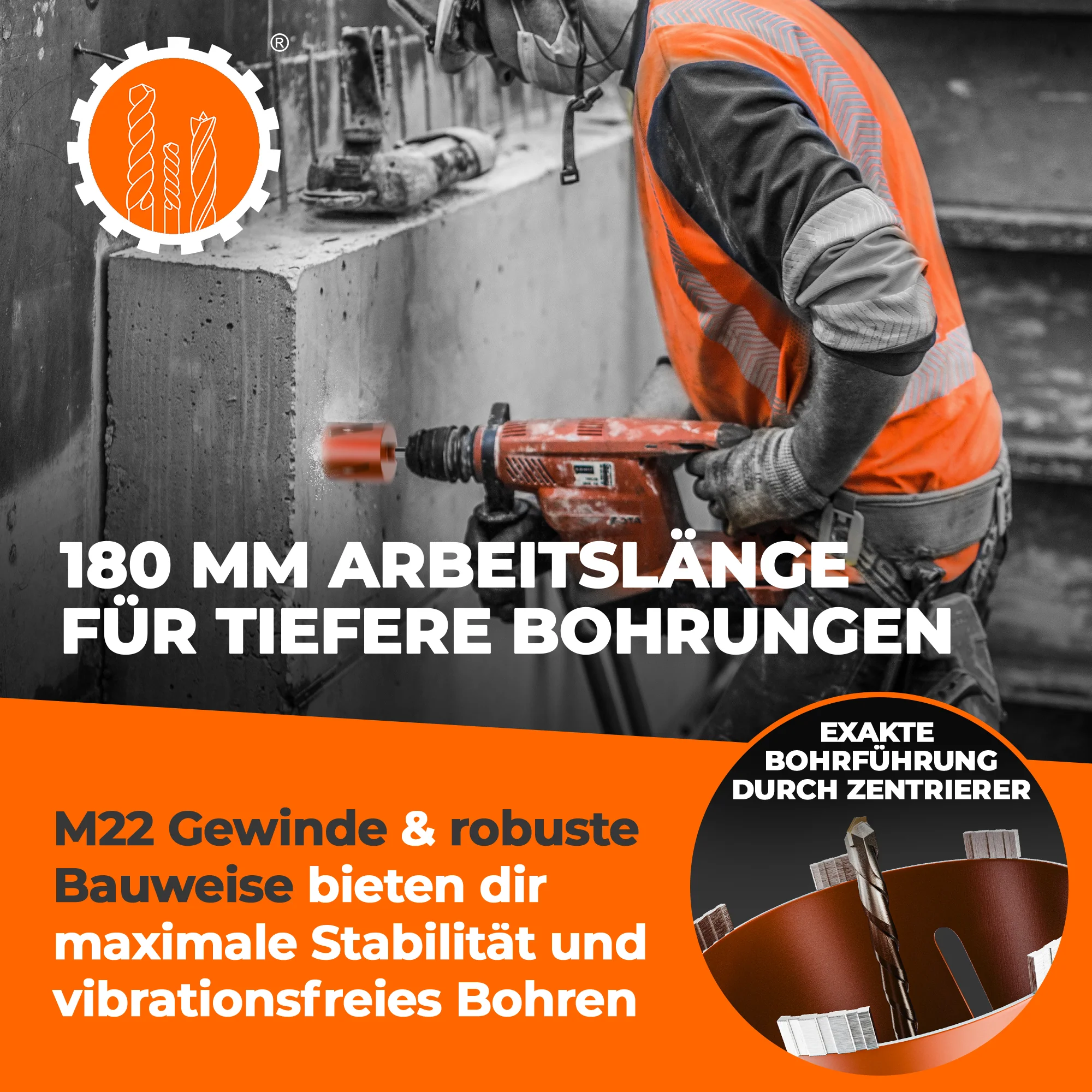 Diamantbohrkrone Durchmesser 26 - 162 mm mit SDS-Plus oder SDS-Max Aufnahmeschaft - Image 4
