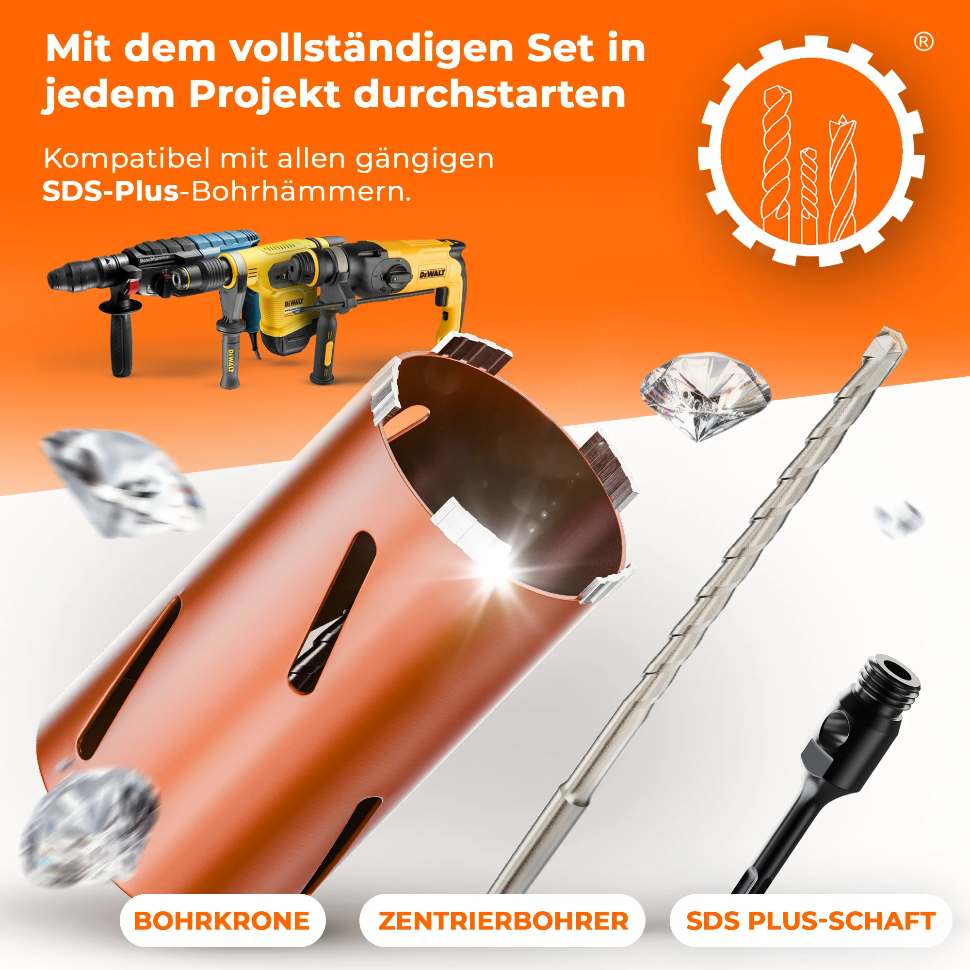 Diamantbohrkrone Durchmesser 26 - 162 mm mit SDS-Plus oder SDS-Max Aufnahmeschaft - Image 5