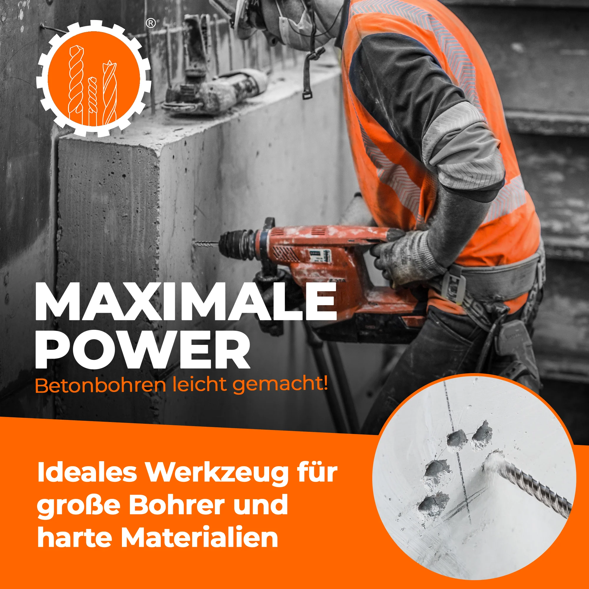 SDS Max Bohrer mit Kreuzschneide und Doppelwendel - Image 3