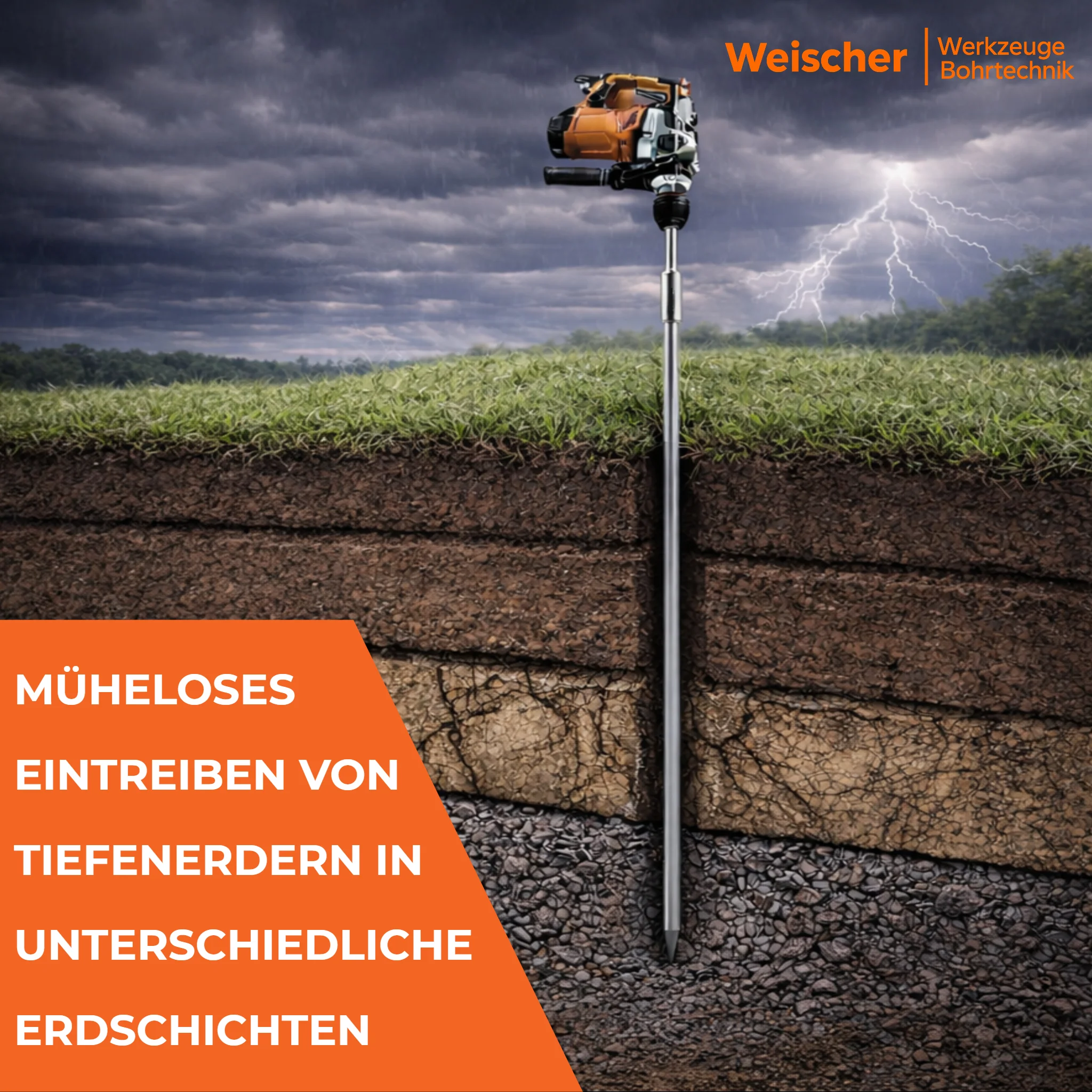 SDS Plus / SDS Max Eintreiber zum Einstecken von Tiefenerder / Erdnägeln - Image 8